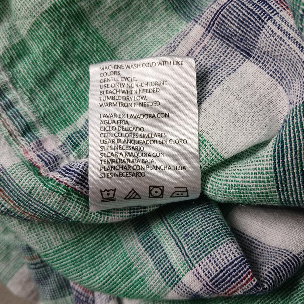 Weatherproof Vintage Washable Linen Shirt Mens XL green blue plaid short sleeve - Picture 10 of 14